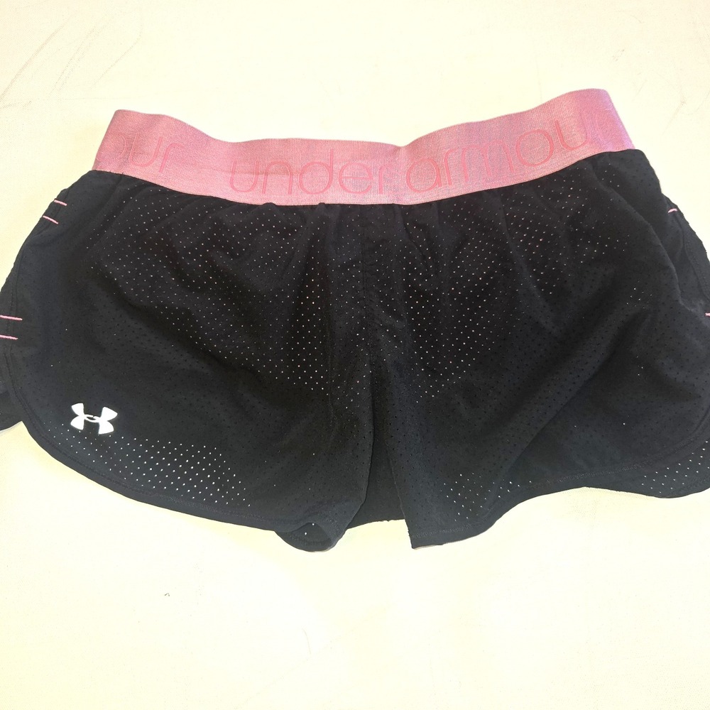 Under Armour Black Pink Semifitted Heatgear Womens Shorts Size Med